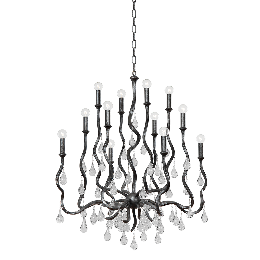 Aveline Chandelier - Blackened Silver Leaf 12 Lights