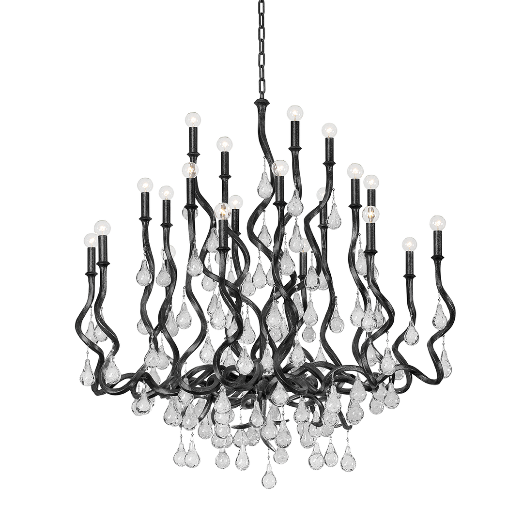 Aveline Chandelier - Black Silver Leaf 20 Lights