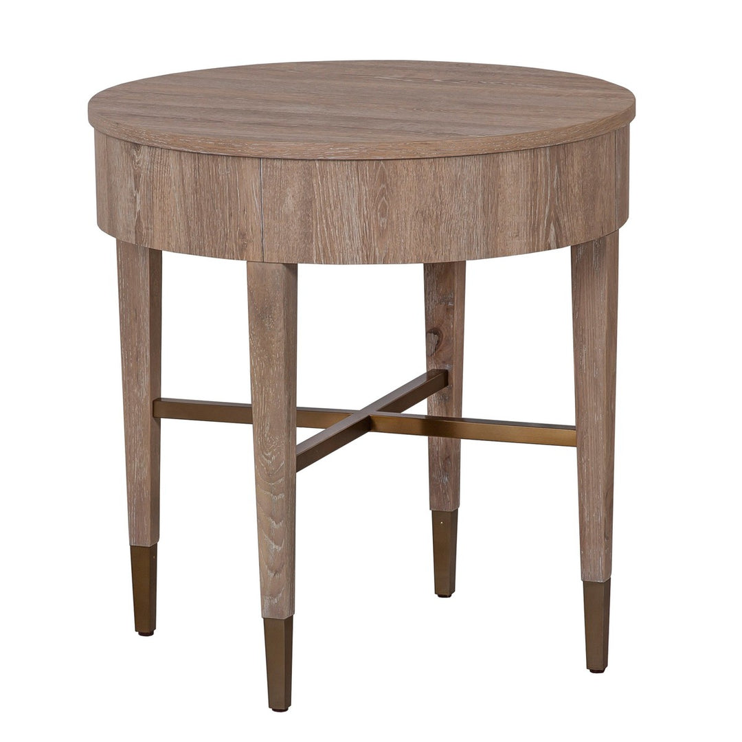 La Jolla Round End Table - Scrubbed Oak - High Pressured Laminate with solid wood