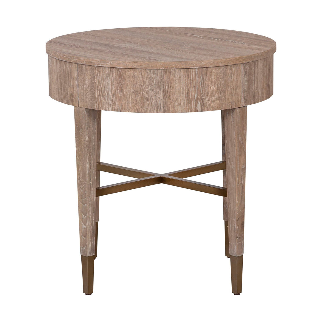 La Jolla Round End Table - Scrubbed Oak - High Pressured Laminate with solid wood