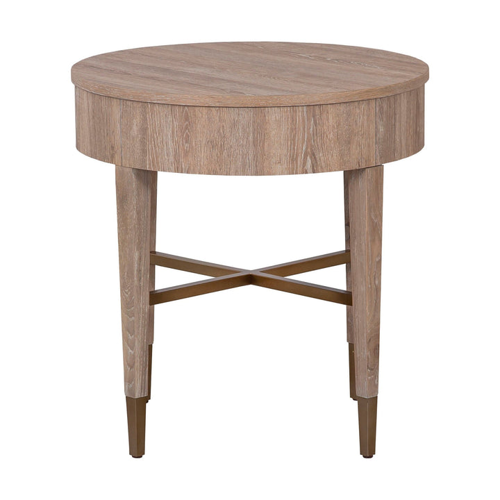 La Jolla Round End Table - Scrubbed Oak - High Pressured Laminate with solid wood