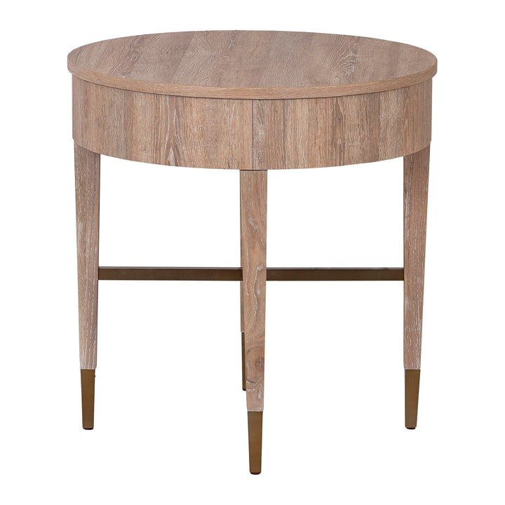 La Jolla Round End Table - Scrubbed Oak - High Pressured Laminate with solid wood