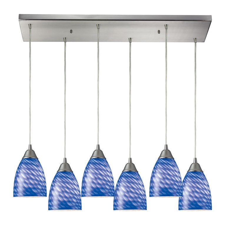 Arco Baleno 30'' Wide 6-Light Pendant - Satin Nickel with Sapphire Glass-Elk Home-ELK-416-6RC-S-Pendants-1-France and Son