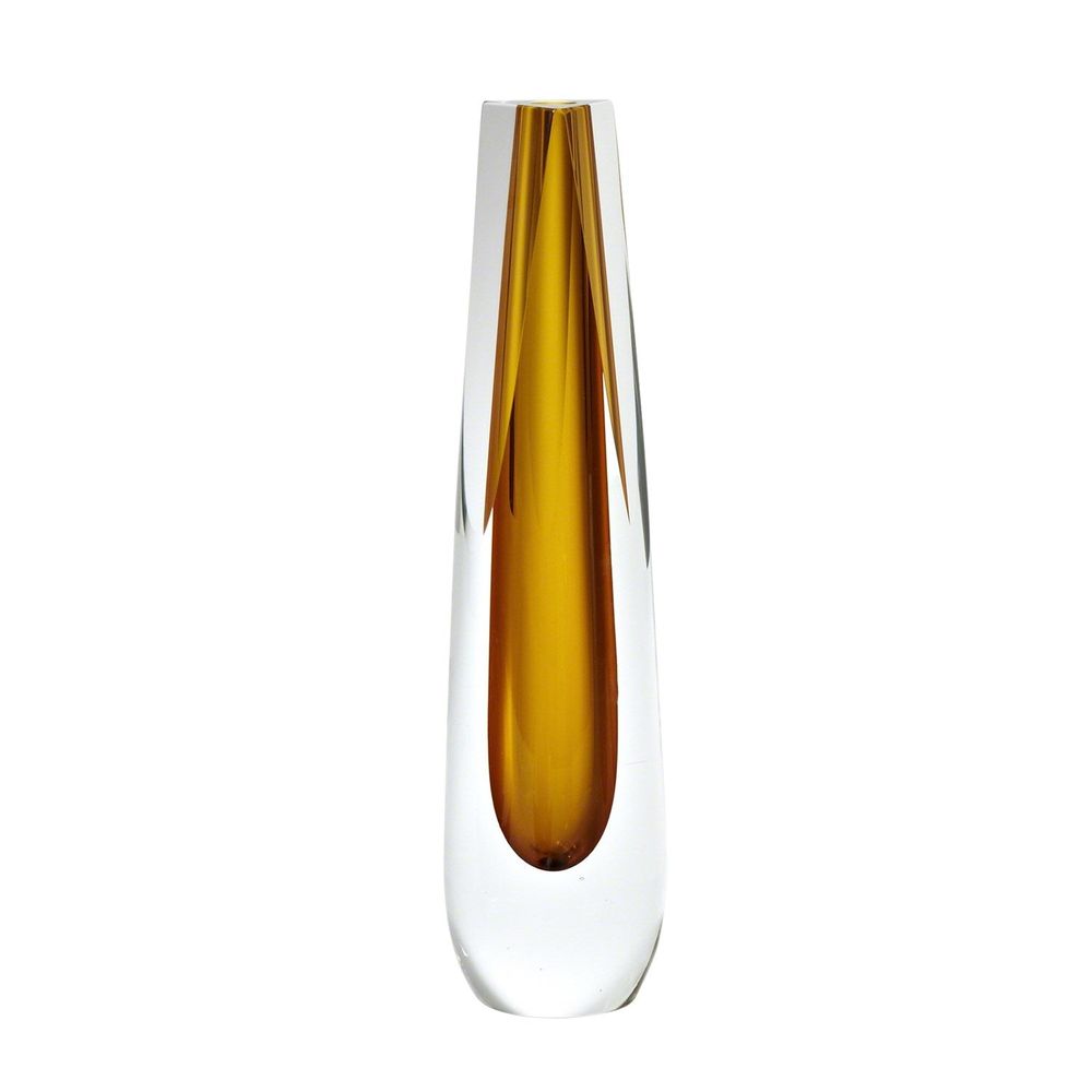 Vases Square Cut Glass Vase-Amber