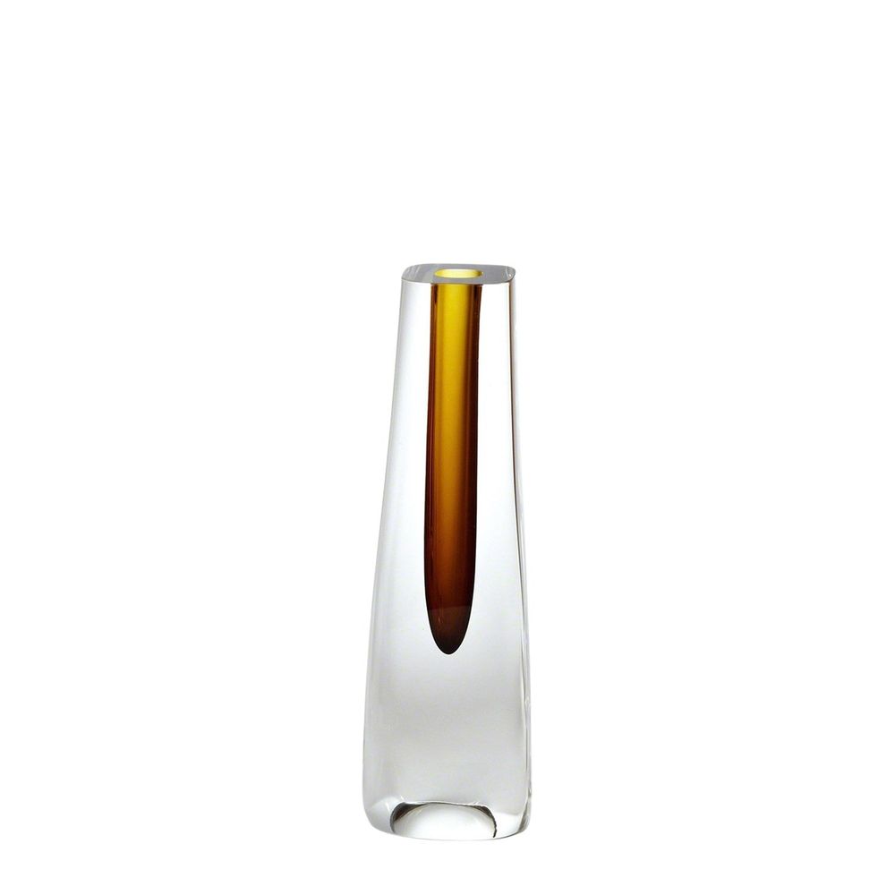Vases Square Cut Glass Vase-Amber