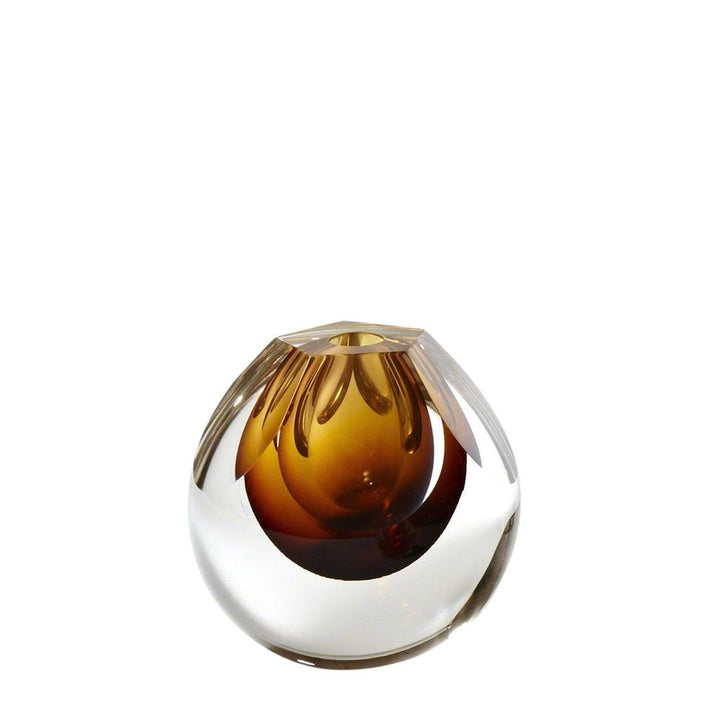 Vases Square Cut Glass Vase-Amber