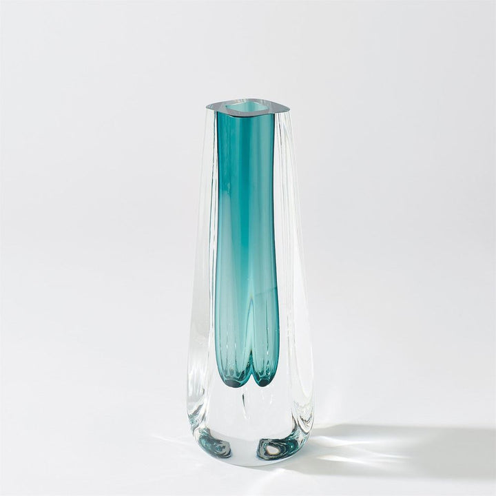 Hexagon Cut Glass Vase-Azure