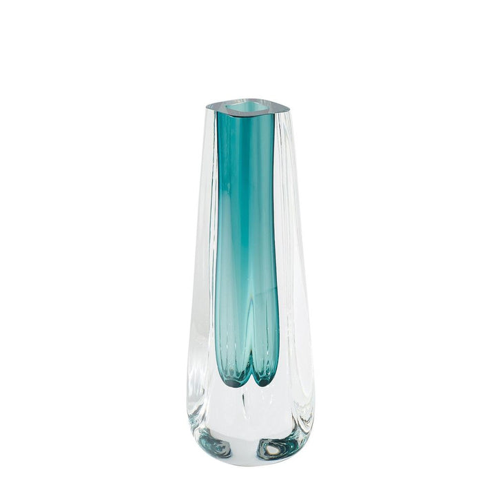 Hexagon Cut Glass Vase-Azure
