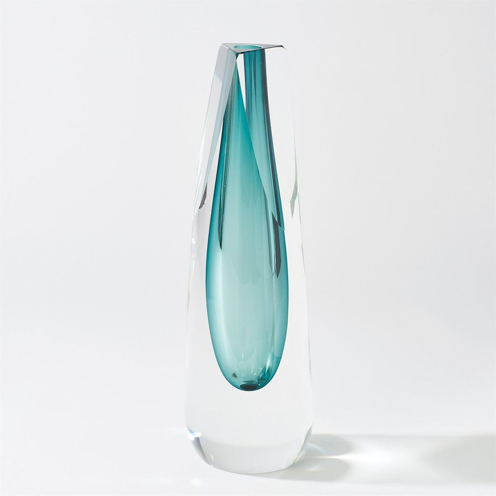 Vases Hexagon Cut Glass Vase-Azure