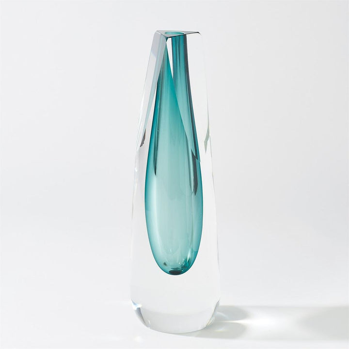Vases Hexagon Cut Glass Vase-Azure