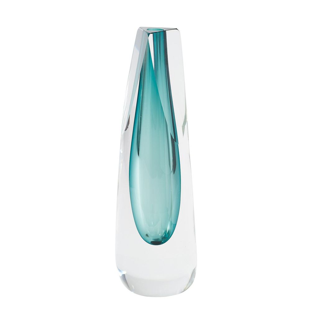 Vases Hexagon Cut Glass Vase-Azure