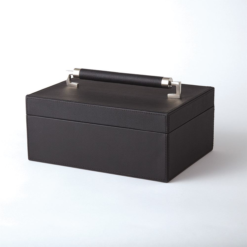 Boxes Wrapped Leather Handle Box-Black