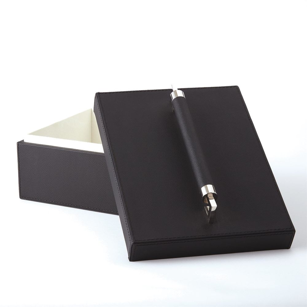 Boxes Wrapped Leather Handle Box-Black
