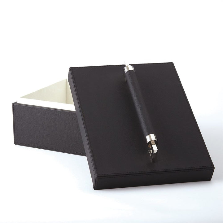 Boxes Wrapped Leather Handle Box-Black
