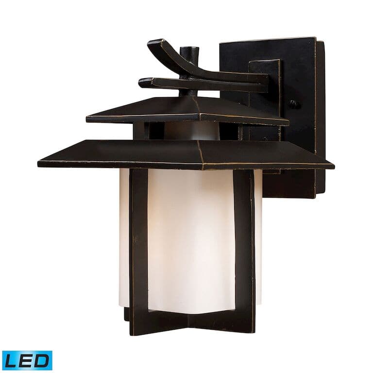 Kanso 11'' High 1 - Light Outdoor Sconce - Aged Bronze-Elk Home-ELK-42170/1-LED-Outdoor Wall SconcesLED-2-France and Son