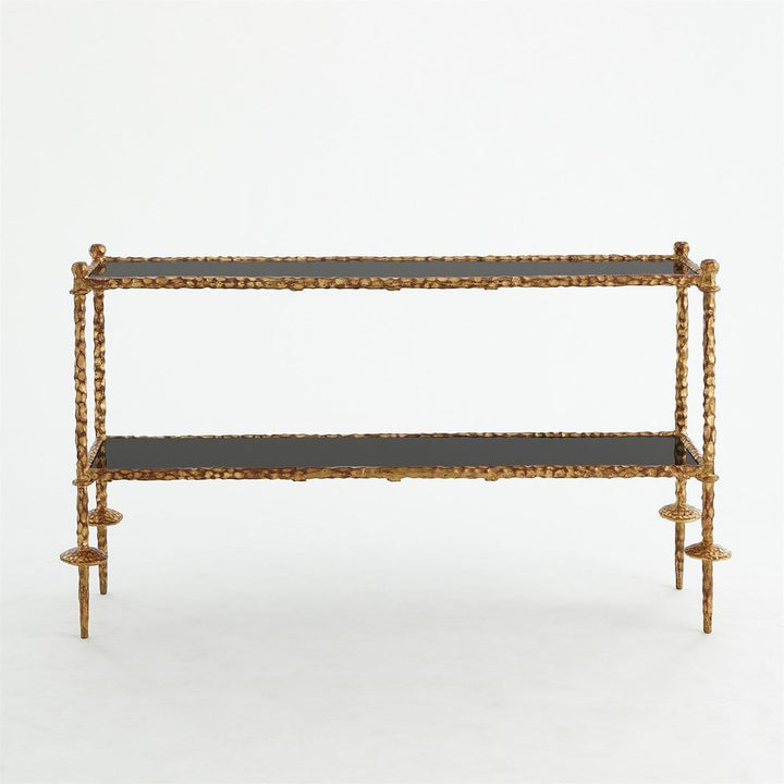 Gold Chiseled Console-Black Granite