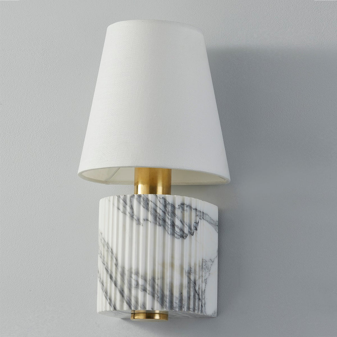 Aden Wall Sconce - Vintage Brass 8in White