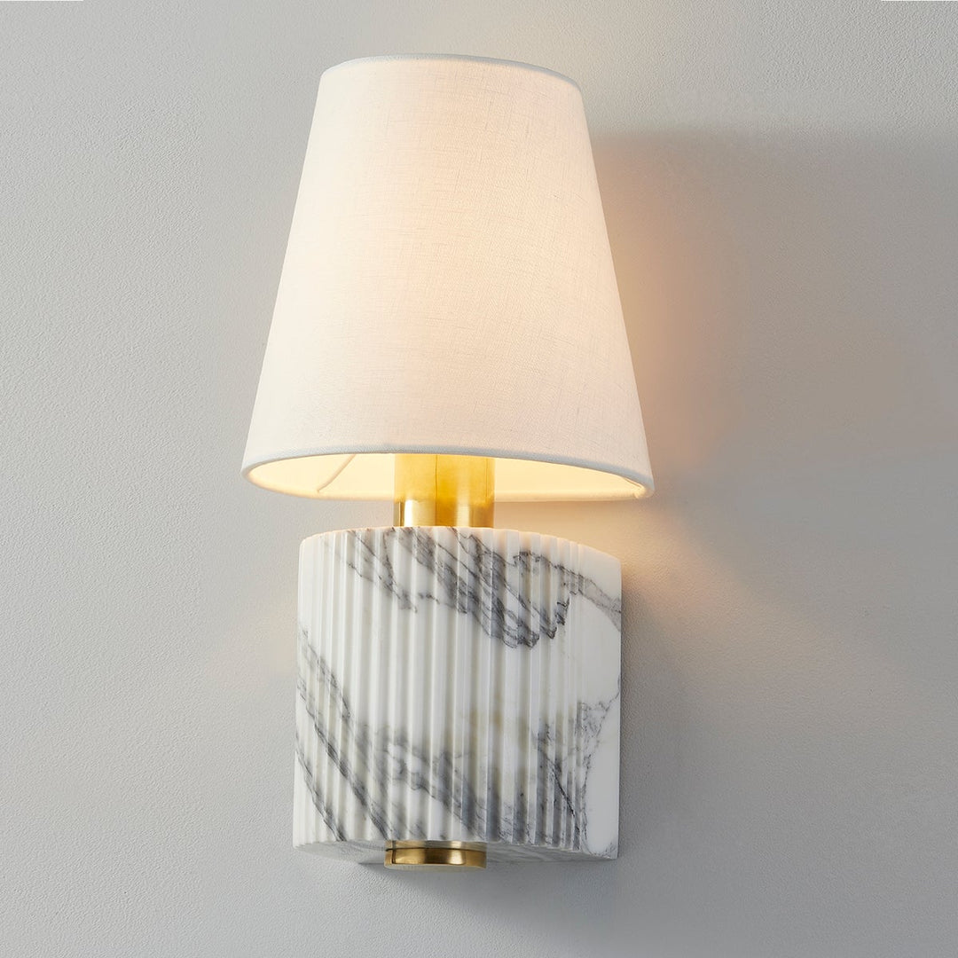 Aden Wall Sconce - Vintage Brass 8in White