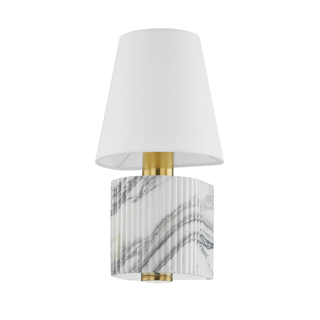 Aden Wall Sconce - Vintage Brass 8in White