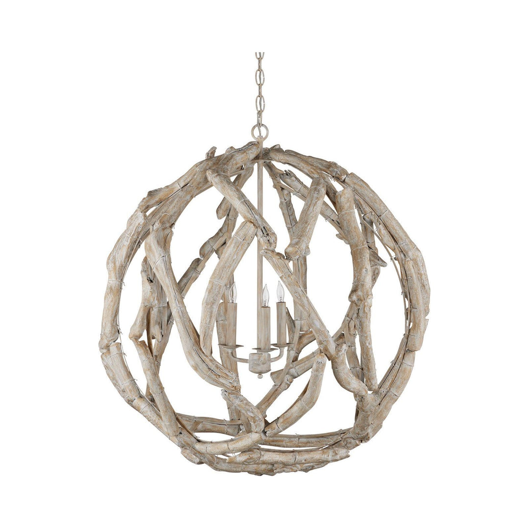 Driftwood Whitewash Orb Chandelier