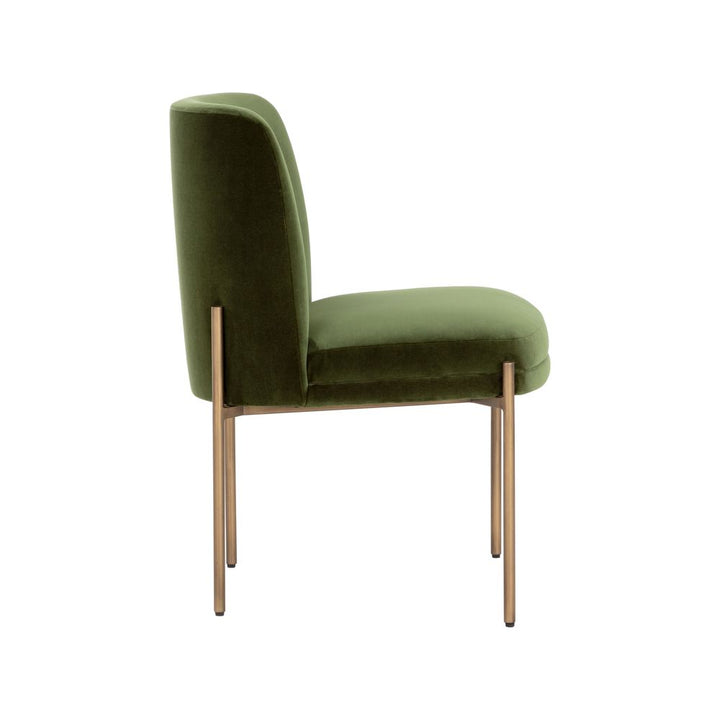 Dining Chairs Richie Dining Chair - Antique Brass - Forest Green