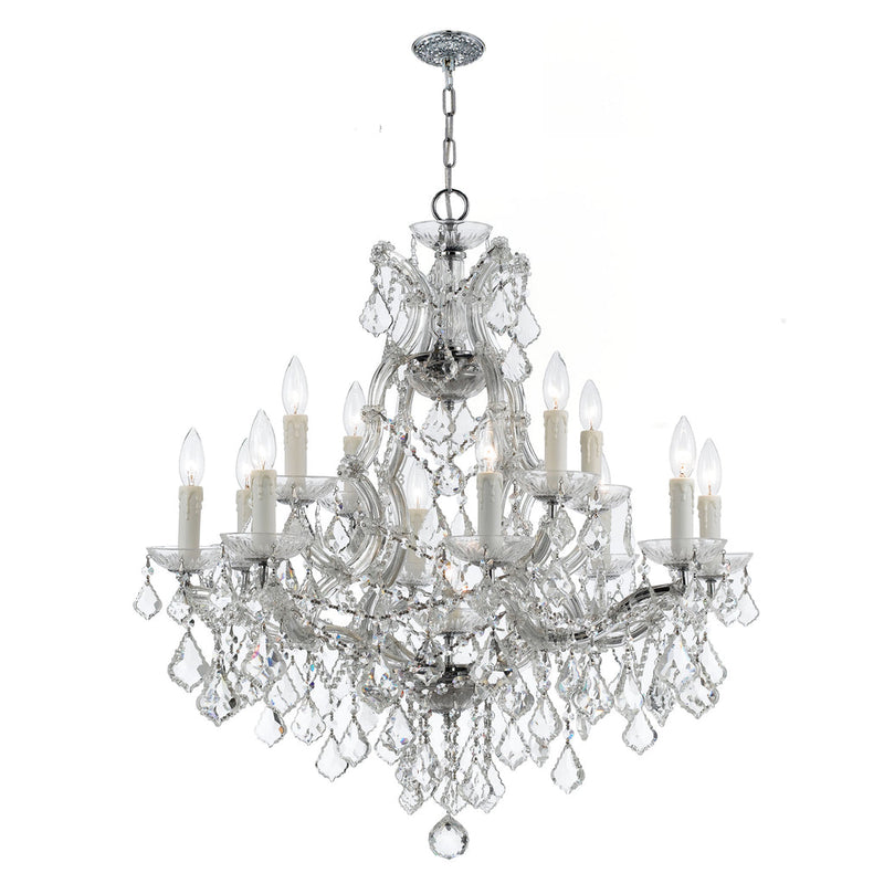 Maria Theresa 13 Light Crystal Chandelier-Crystorama Lighting Company-CRYSTO-4412-CH-CL-MWP-ChandeliersPolished Chrome-6-France and Son