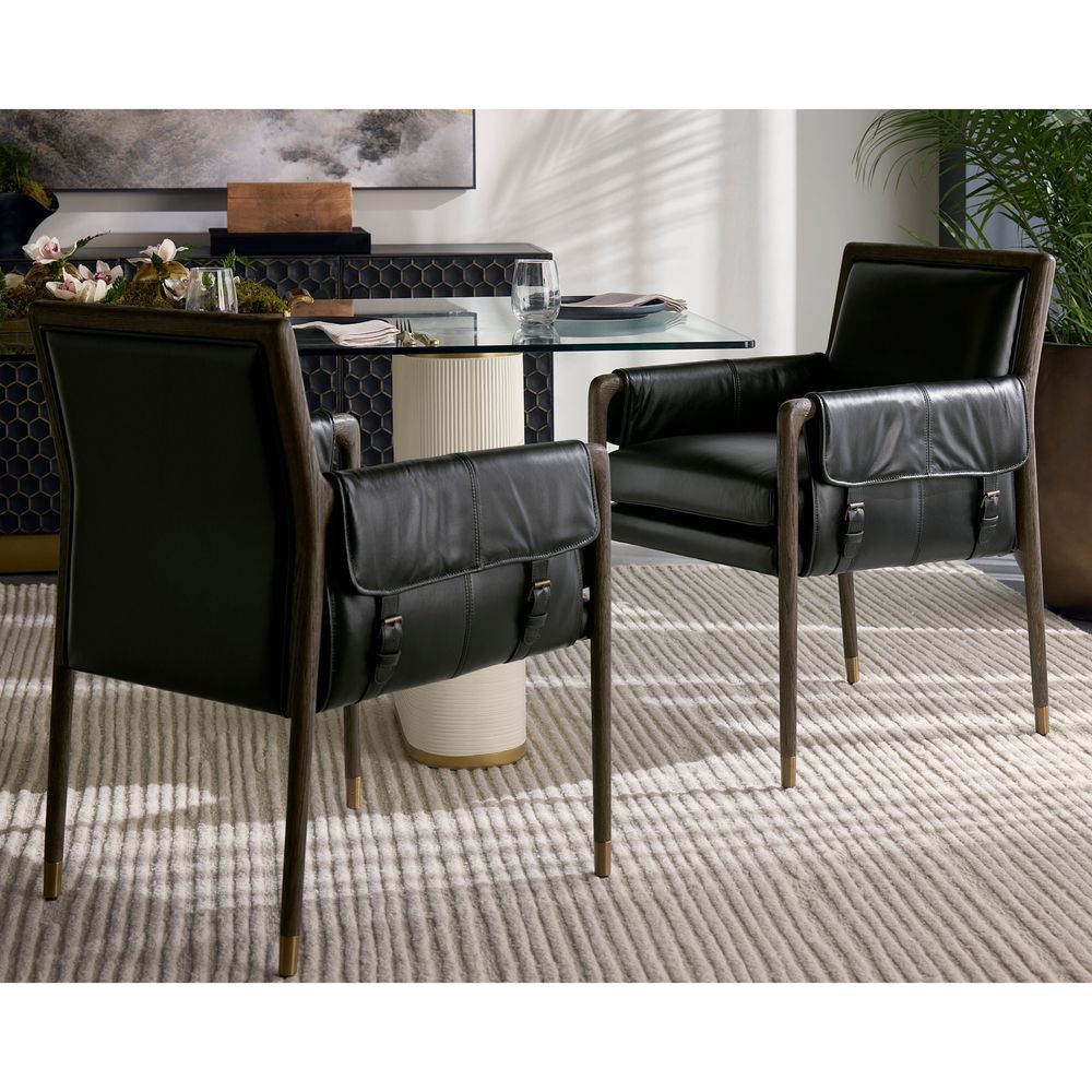 Dining Chairs Mauti Dining Armchair - Distressed Brown - Cortina Black Leather