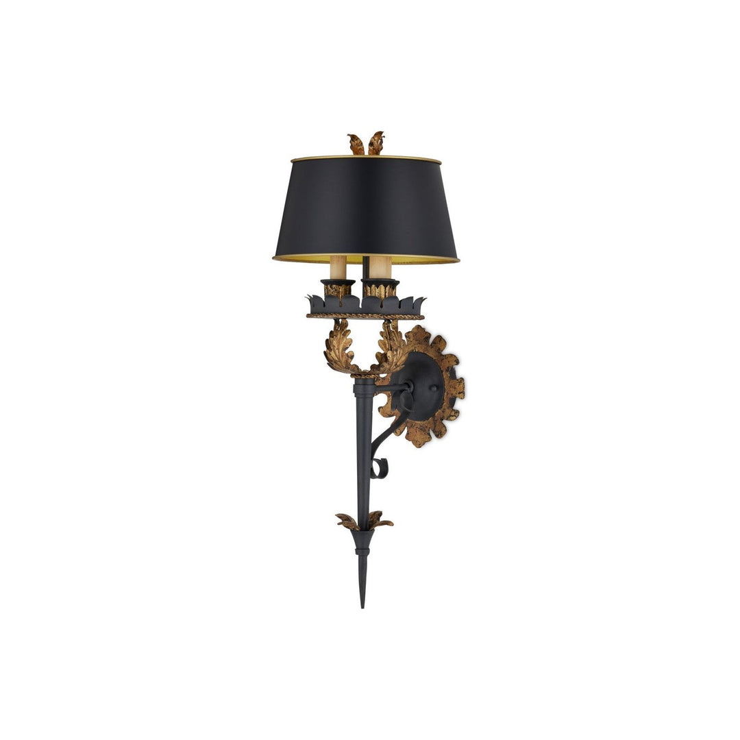 The Duke Gold Wall Sconce, Black Shade