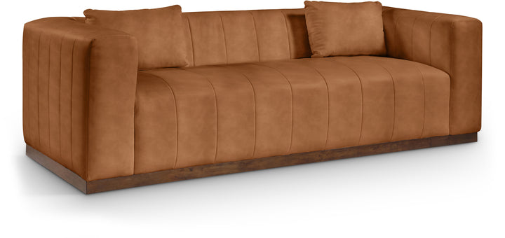 Miley 90.5" Vegan Leather Channel Tufted Sofa