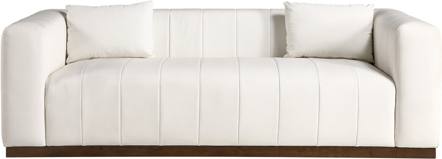Miley 90.5" Vegan Leather Channel Tufted Sofa