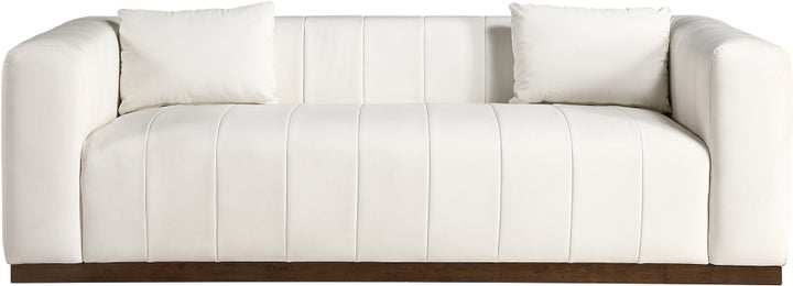 Miley 90.5" Vegan Leather Channel Tufted Sofa