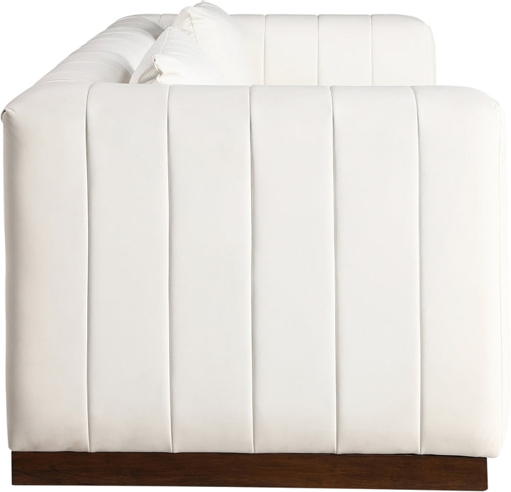 Miley 90.5" Vegan Leather Channel Tufted Sofa
