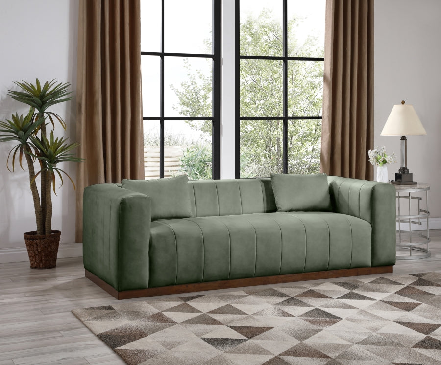 Miley 90.5" Vegan Leather Channel Tufted Sofa