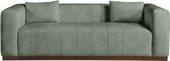 Miley 90.5" Vegan Leather Channel Tufted Sofa