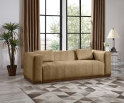 Miley 90.5" Vegan Leather Channel Tufted Sofa