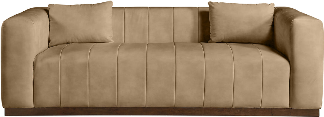 Miley 90.5" Vegan Leather Channel Tufted Sofa