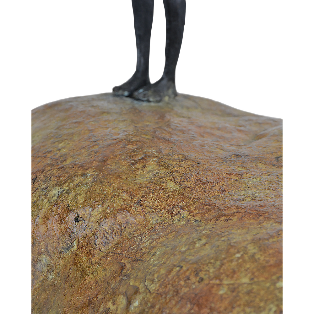 Decorative Objects Man on Rock Small Bronze