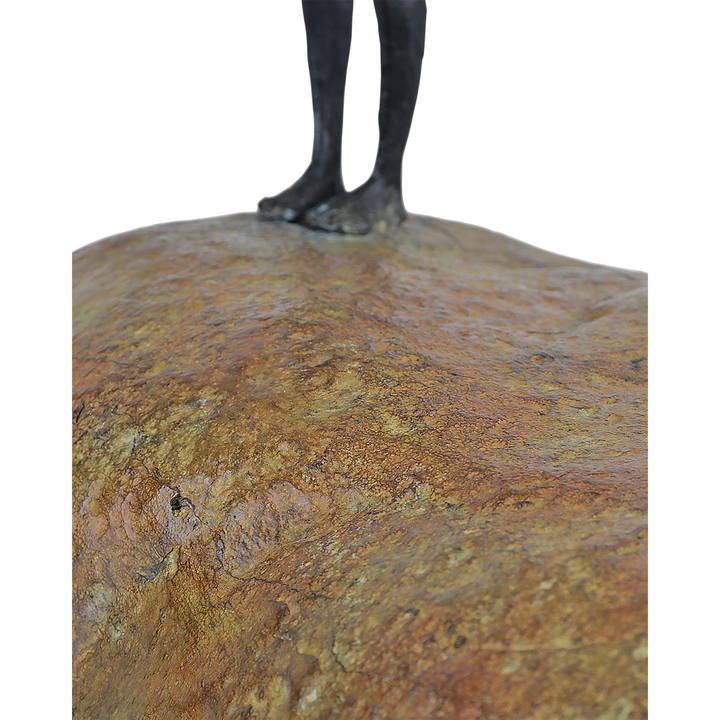 Decorative Objects Man on Rock Small Bronze