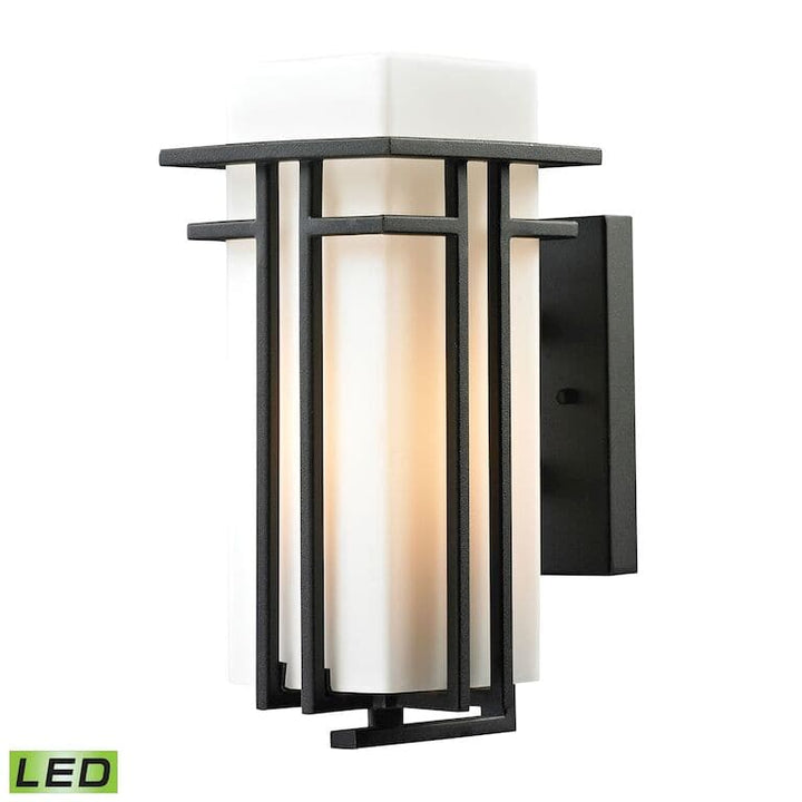 Croftwell 12'' High 1-Light Outdoor Sconce - Textured Matte Black-Elk Home-ELK-45085/1-LED-Outdoor Wall SconcesLED-White-5-France and Son