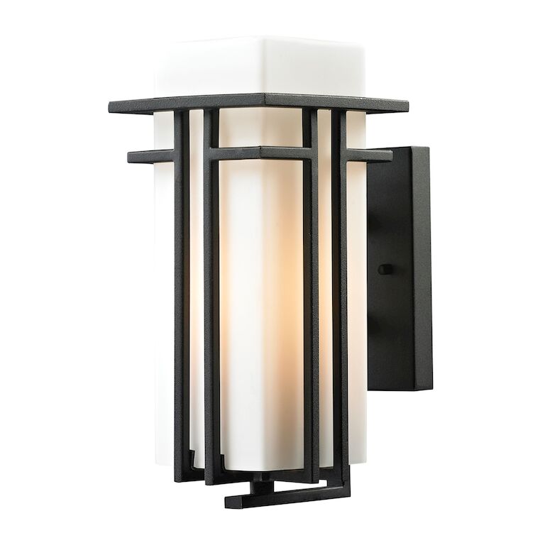 Croftwell 12'' High 1-Light Outdoor Sconce - Textured Matte Black-Elk Home-ELK-45085/1-Outdoor Wall Sconces-1-France and Son