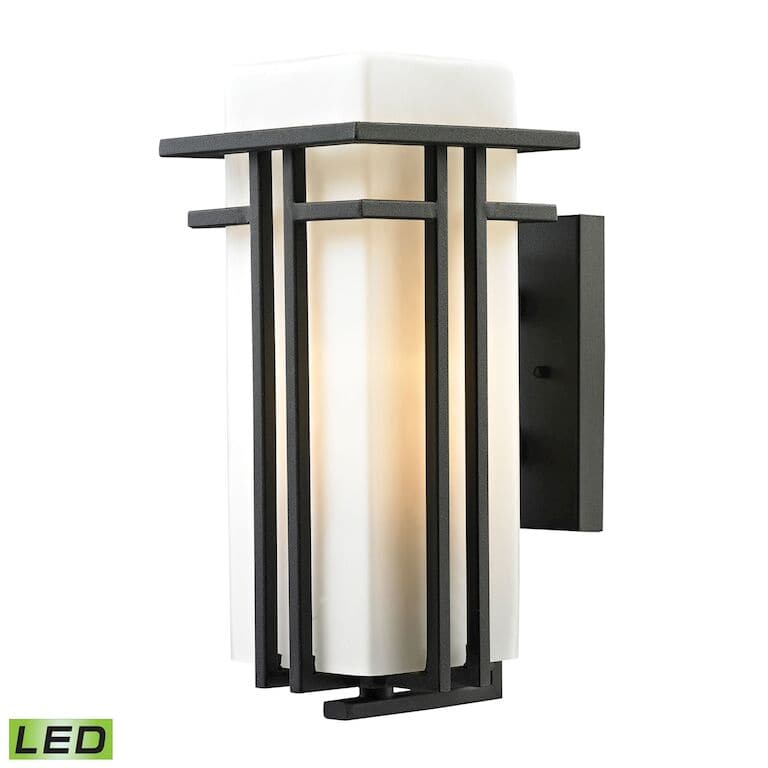 Croftwell 15'' High 1 - Light Outdoor Sconce-Elk Home-ELK-45086/1-LED-Outdoor Wall SconcesWhite Glass - LED-3-France and Son