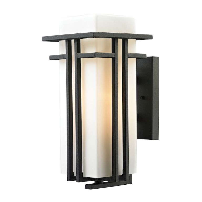 Croftwell 15'' High 1 - Light Outdoor Sconce-Elk Home-ELK-45086/1-Outdoor Wall SconcesWhite Glass-2-France and Son