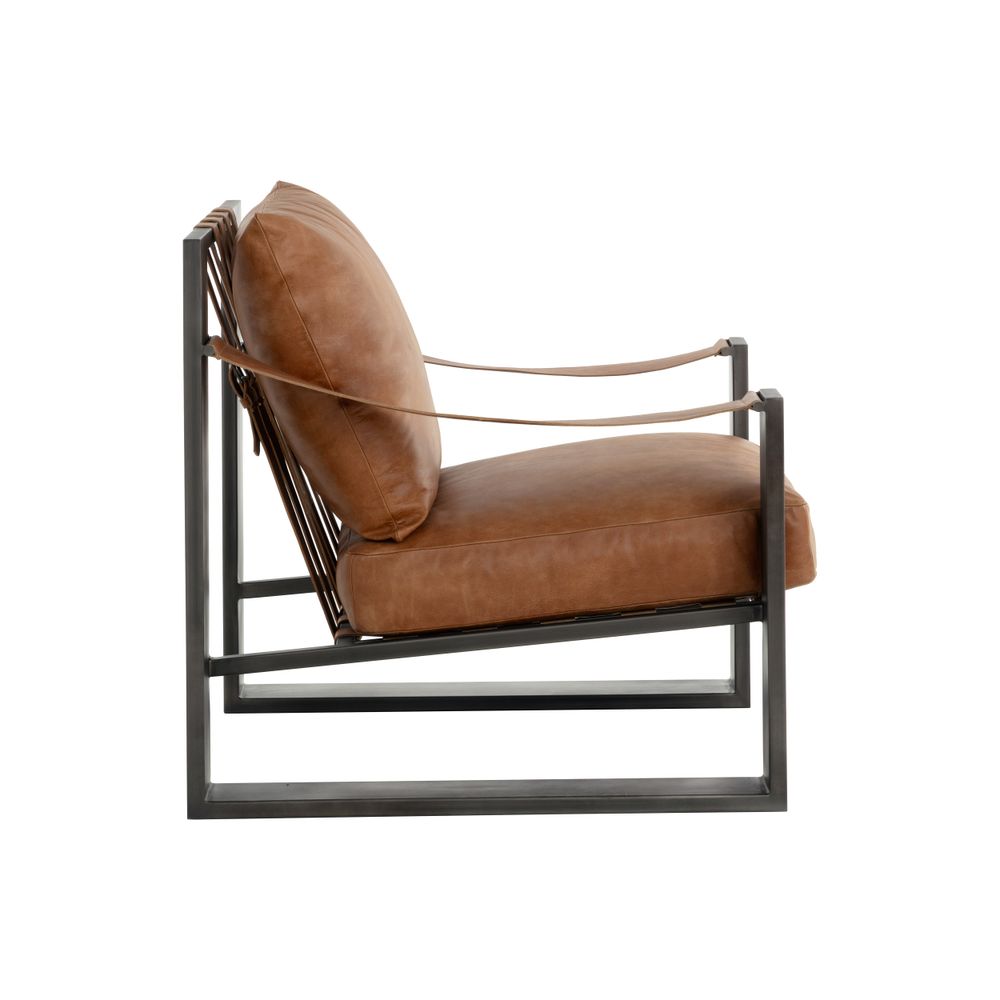 Lounge Chairs Berke Lounge Chair - Gunmetal - Tan Leather