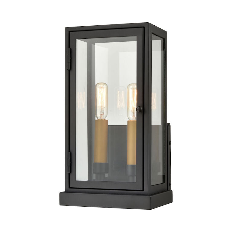 Foundation 13'' High 2- Light Outdoor Sconce-Elk Home-ELK-45501/2-Outdoor Wall SconcesMatte Black with Aged Brass-4-France and Son