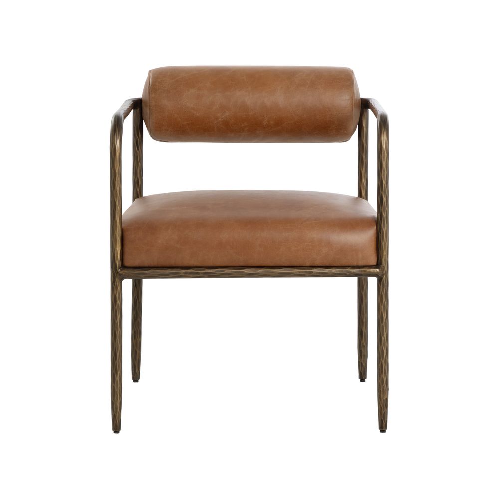 Dining Chairs Ajani Dining Armchair - Tan Leather
