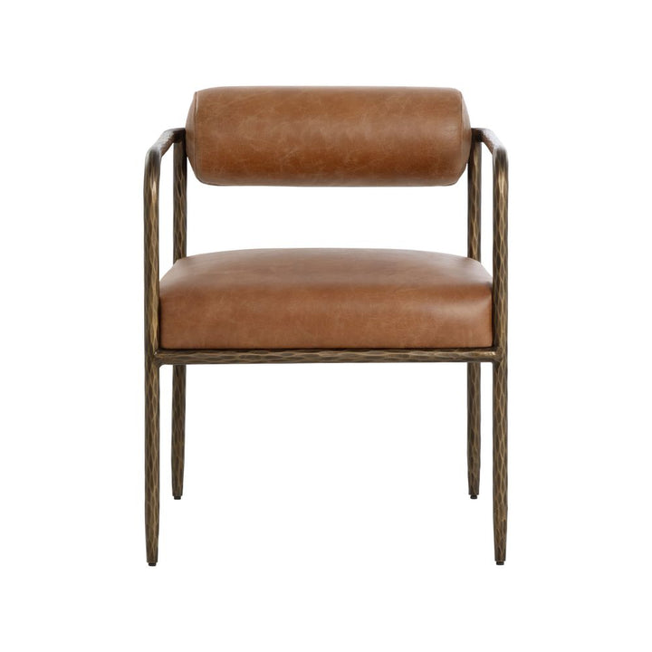 Dining Chairs Ajani Dining Armchair - Tan Leather