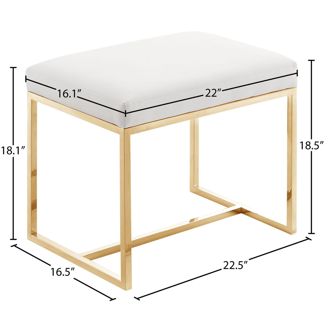 Monroe Vegan Leather Upholstered Stool — Gold / Gold