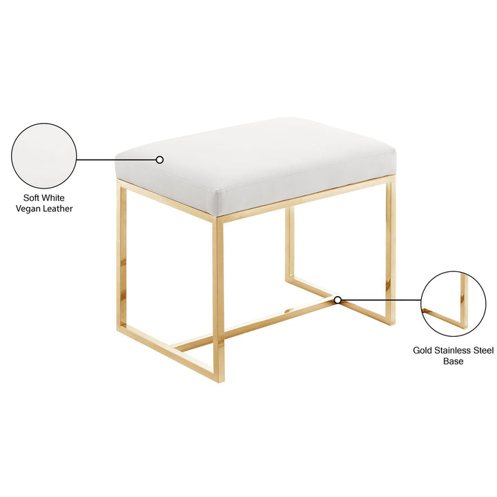 Monroe Vegan Leather Upholstered Stool — Gold / Gold