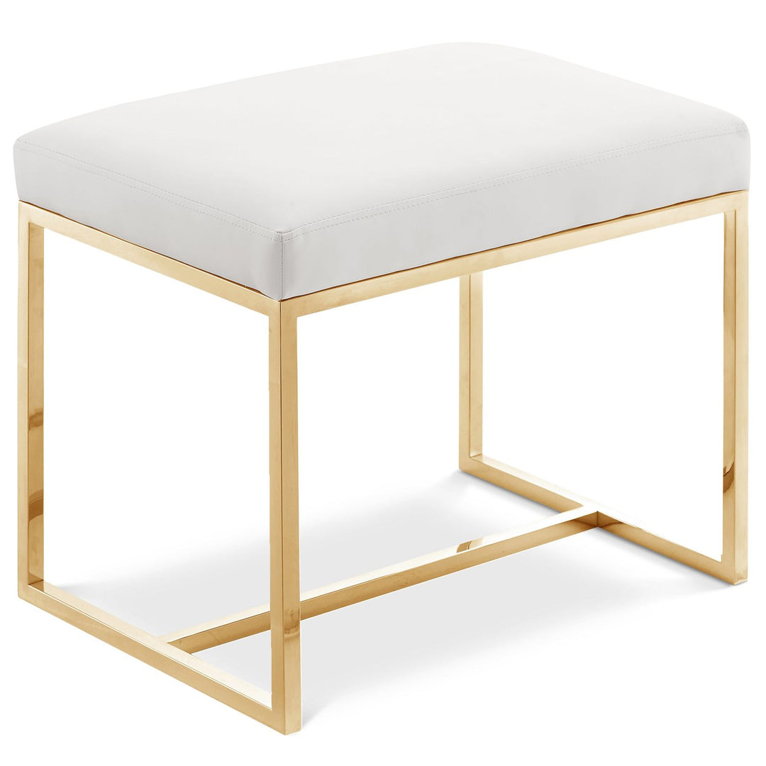 Monroe Vegan Leather Upholstered Stool — Gold / Gold