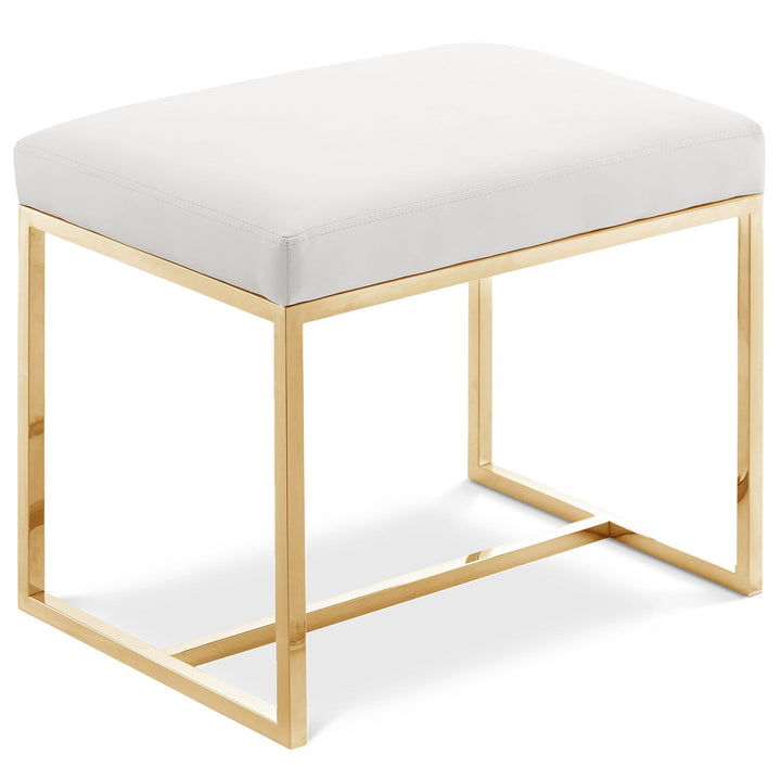 Monroe Vegan Leather Upholstered Stool — Gold / Gold